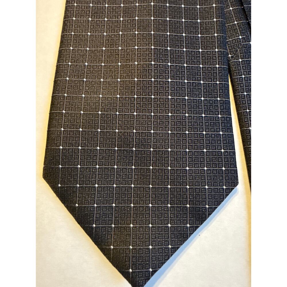 Claiborne 100% Handmade‎ Silk Tie, Black on Black with White Accents
